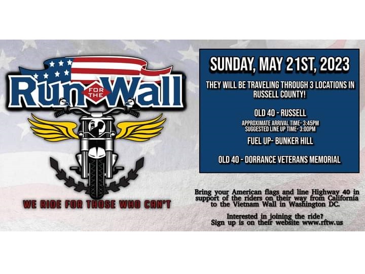 Run for the Wall Will Be Riding Through Russell County May 21
